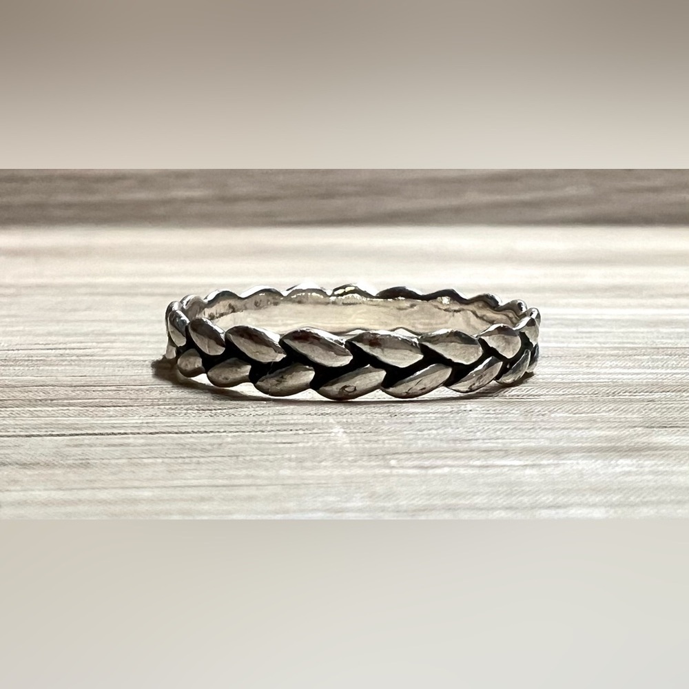 Vintage Designer Signed IBB Sterling Silver Wheat Ring, Size 8.5, 1.4g